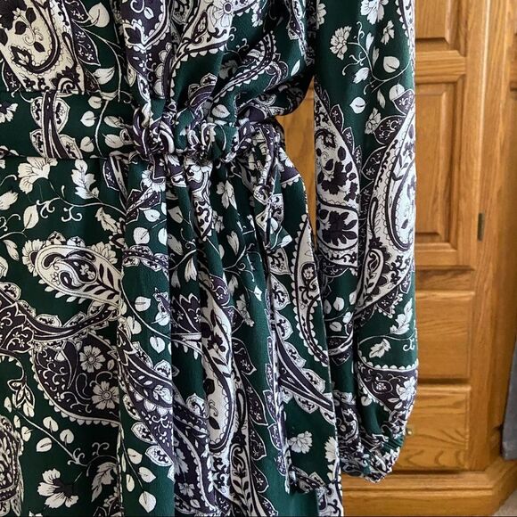 Eloquii Easy Paisley Boat Neck Knee Length Rayon Bohemian Floral Dress with Tie - Picture 11 of 12